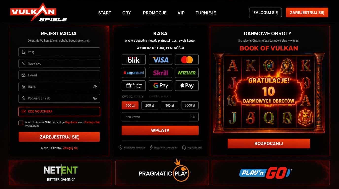 formularz rejestracji, wpłata i free spiny w Vulkan Spiele Casino